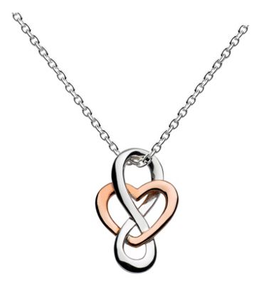 Sterling silver and rose gold celtic looped heart necklace